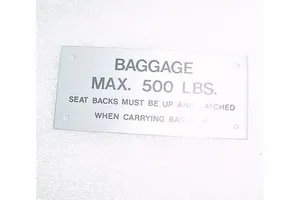 2314035-155, 2314035155, Learjet Baggage Compartment Placard